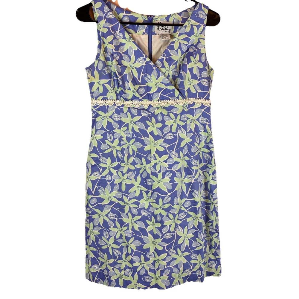 Lilly Pulitzer Women’s Cotton Sleeveless Blue/Green Lined Sheath Dress Size 4